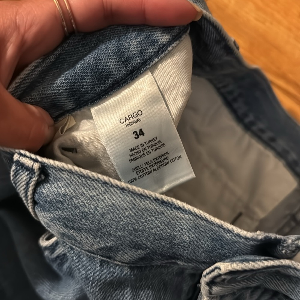 Favorite Daughter The Carly Shortie Cargo Jeans Wide Leg High Rise Denim Blue - Picture 9 of 10